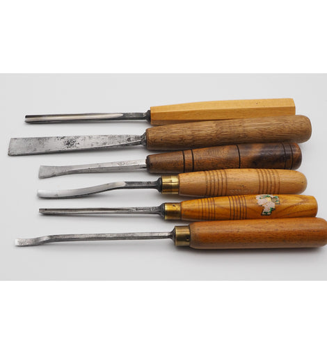 6 Early Henry Taylor Carving Chisels