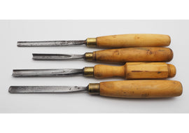 4 Good Boxwood handled Carving Gouges by Herring