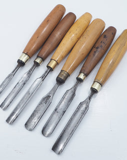 Six Boxwood Handled Cabinetmakers Gouges - Tool Bazaar