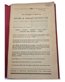 Original Moore & Wright Tool Catalogue No. 52. 1952