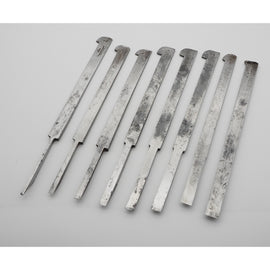 Good Set of 8 Plow Plane Irons. Mixed Makers