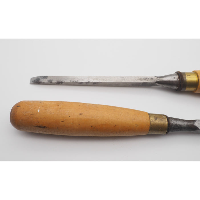 Two Boxwood Handled Sash Mortice Chisels