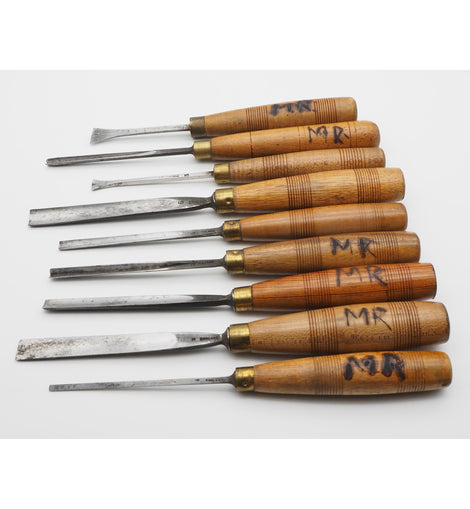 Fine Set of 9 S. J. Addis Carving Chisels