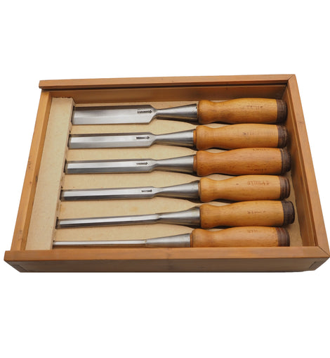 Superb set of 6 Socket Bevel-Edged Chisels by Marples