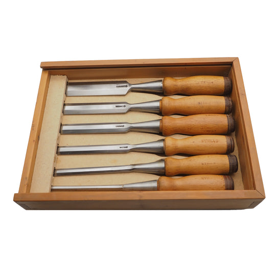 Superb set of 6 Socket Bevel-Edged Chisels by Marples