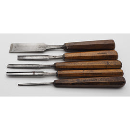 Five Good Early Gouges With Octagonal Handles