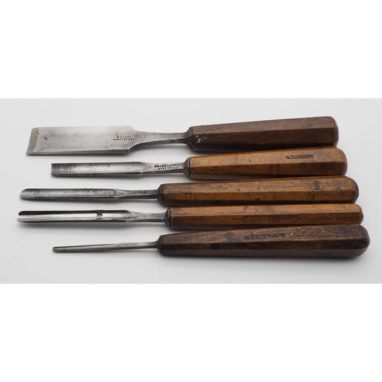Five Good Early Gouges With Octagonal Handles
