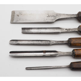 Five Good Early Gouges With Octagonal Handles