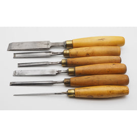 Six Boxwood Handled Mathieson Chisels & Gouges