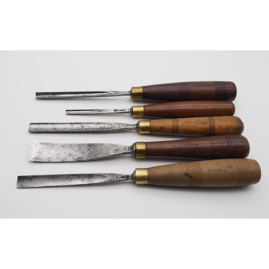 5 Good Early Addis of London Carving gouges