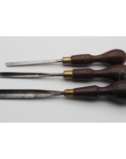 Set of 3 Marples Rosewood Handled Carving Gouges