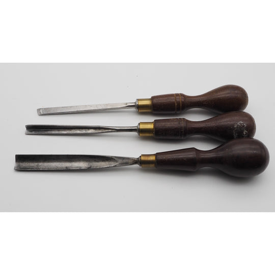 Set of 3 Marples Rosewood Handled Carving Gouges