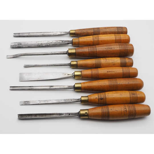 Fine Set of 8 S. J. Addis Carving Chisels & Gouges