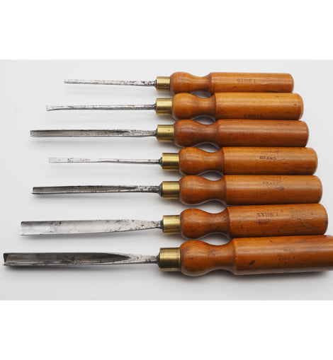 Good Set of 7 Carving Chisels by Mathieson & Addis