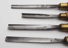 4 Good Boxwood handled Carving Gouges by Herring