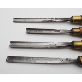 4 Good Boxwood handled Carving Gouges by Herring