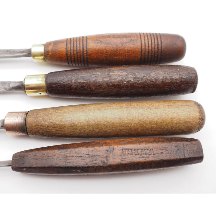 Four Good Early Carving Chisels and Gouges. Addis. Taylor.