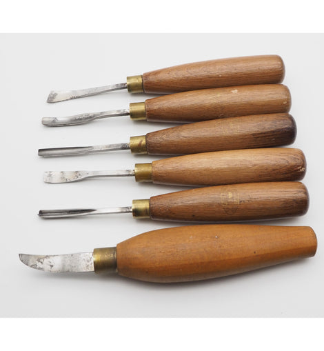 Set of 6 Carving Chisels by Crown Hand Tools