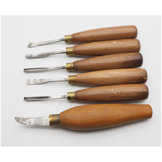 Set of 6 Carving Chisels by Crown Hand Tools