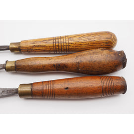 3 Good Antique Carving Gouges by Addis & Ward.