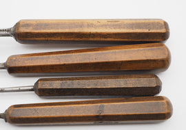 4 Good Early Carving Chisels With Octagonal Handles