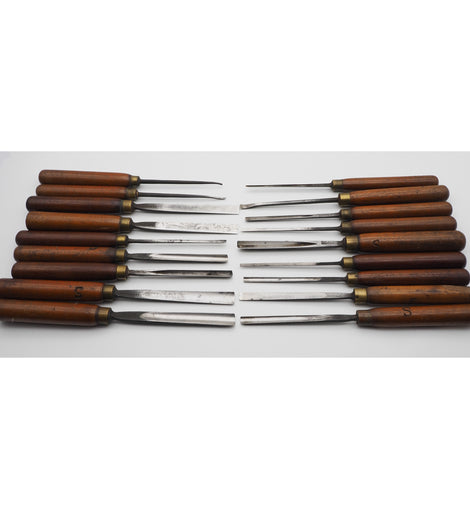 Incredibly Rare Set of 18 J. B. Addis Carving Chisels