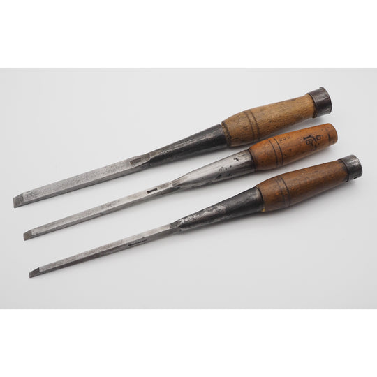Fine Set of 3 Socket Mortice Chisels by Mathieson