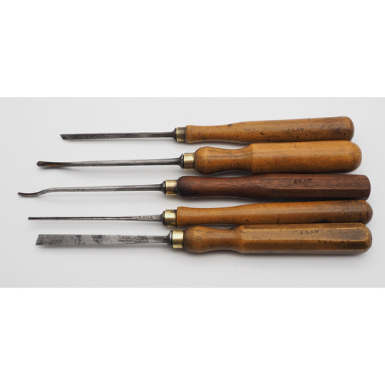 5 Good Small Profile Vintage Carving Chisels
