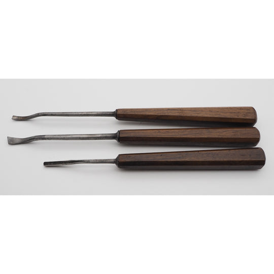 Set of 3 Early Octagonal Handle Carving Chisels