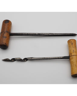 Two Large Size Boxwood Handled Gimlets