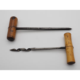 Two Large Size Boxwood Handled Gimlets