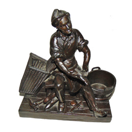 Victorian Bronze Figure of a Cobbler at Work