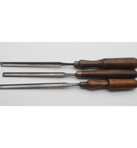 3 Good Long Paring Gouges by Various Makers