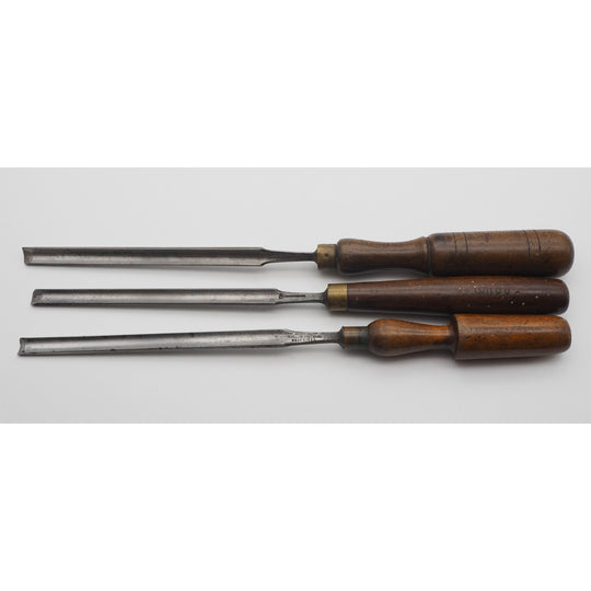 3 Good Long Paring Gouges by Various Makers