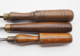 3 Good Long Paring Gouges by Various Makers