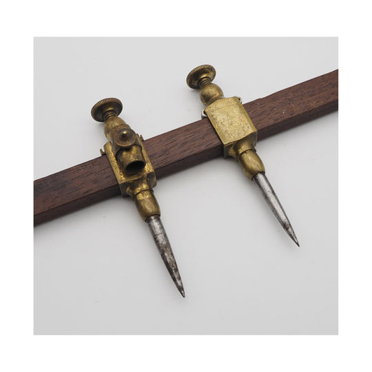 Nice Pair of Steel Tipped Brass Trammels & Bar