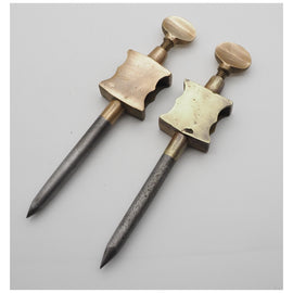 Large Decorative Pair of Brass Trammels