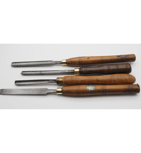 4 Good Vintage Turning Chisels With Long Handles
