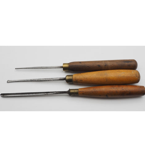 3 Small Vintage Carving Chisels