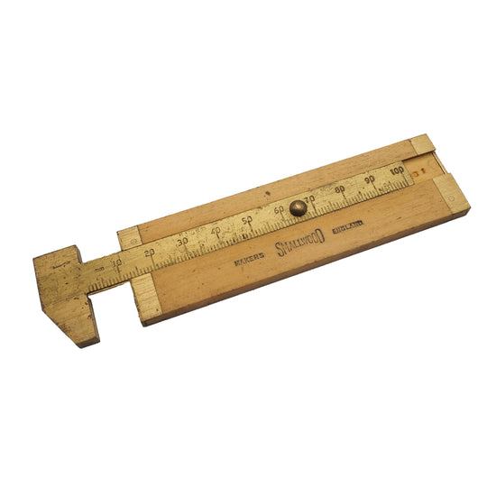 10cm Metric Boxwood & Brass Calliper Rule by Smallwood