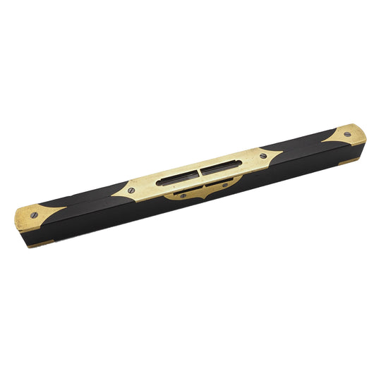 Fine Clean Scottish Ebony & Fancy Brass Inlaid Level