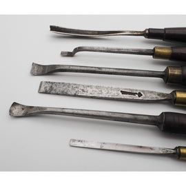 Six Early Rosewood Handled Carving Chisels