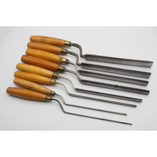 Superb Set of 8 Cranked Paring Gouges by Ashley Iles