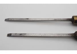 Pair of Long Bladed Firmer Chisels by Nurse & Co.