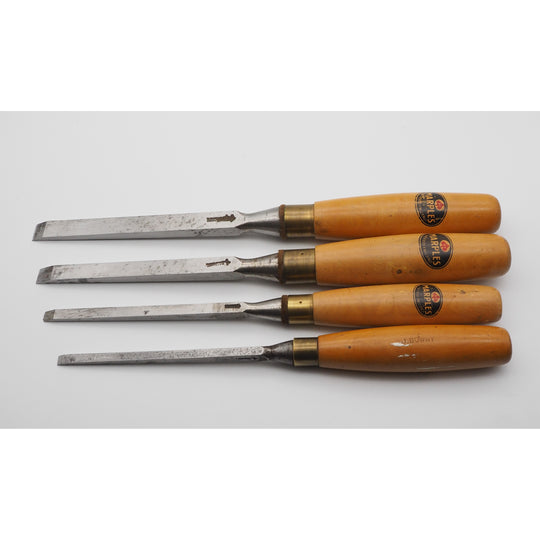 Fine Set of 4 Sash Mortice Chisels by Marples
