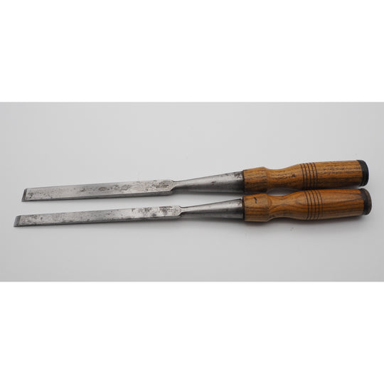 Pair Good Clean Socket Firmer Chisels by Marpels