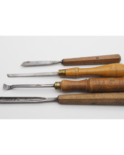 4 Good Antique Carving Chisels. Nice shapes