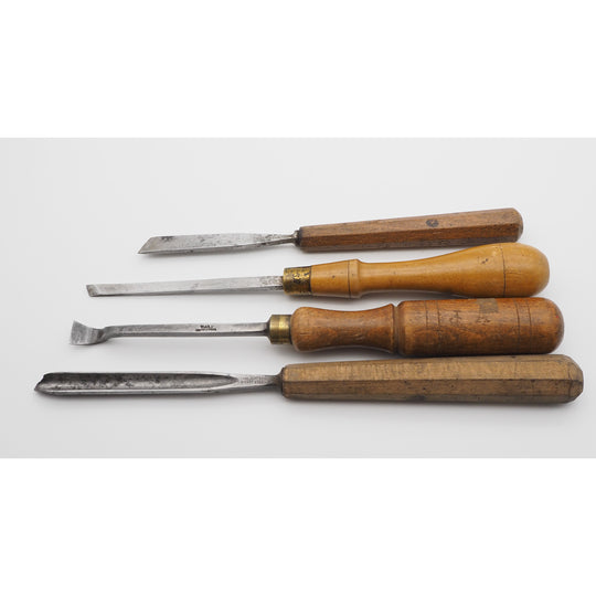 4 Good Antique Carving Chisels. Nice shapes