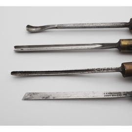 4 Good Antique Carving Chisels by Addis