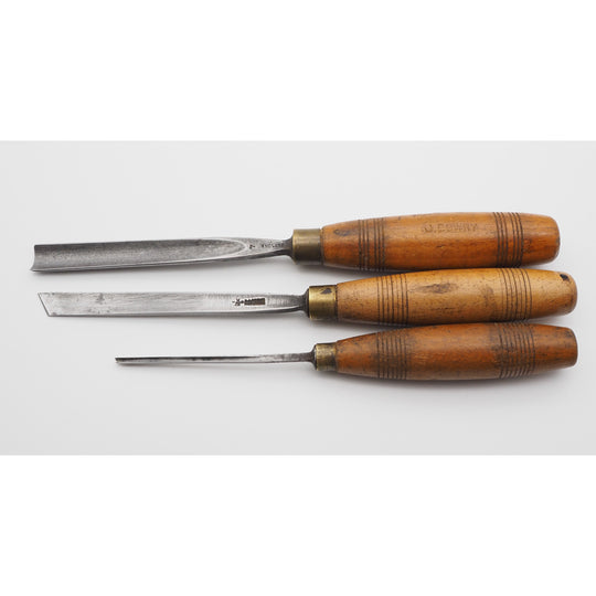 Set of 3 Carving Chisels by S. J. Addis of London